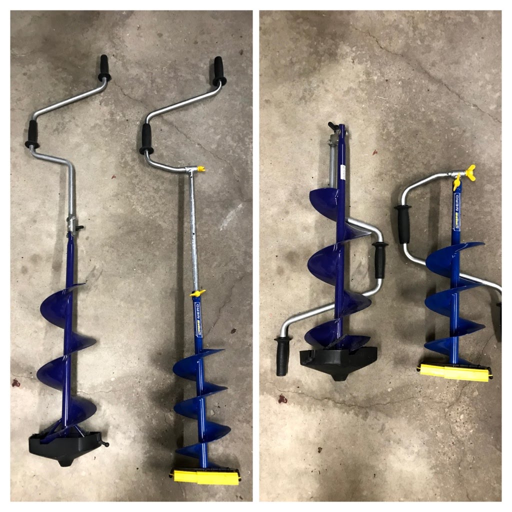 two hand ice augers compared side by side