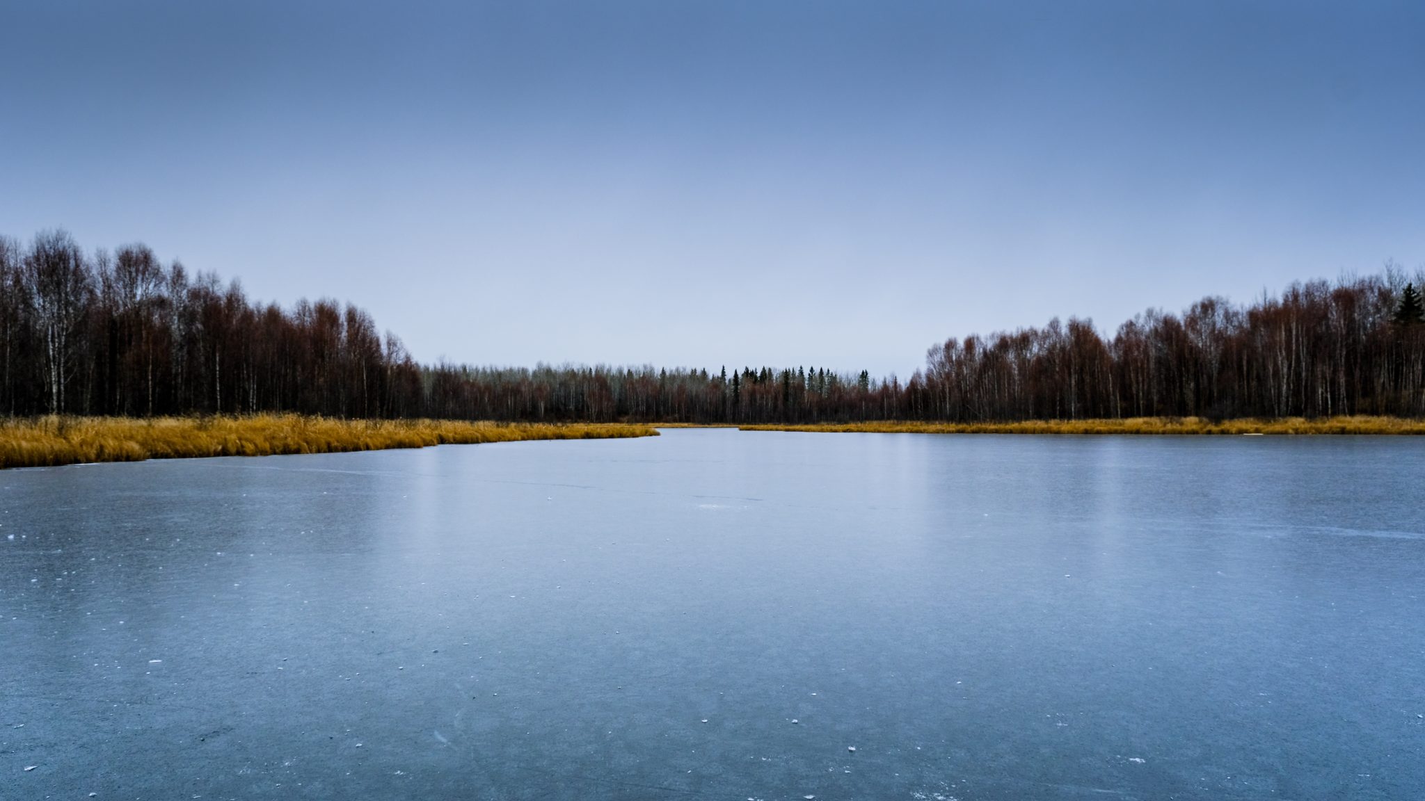 new ice on a freshly frozen lake