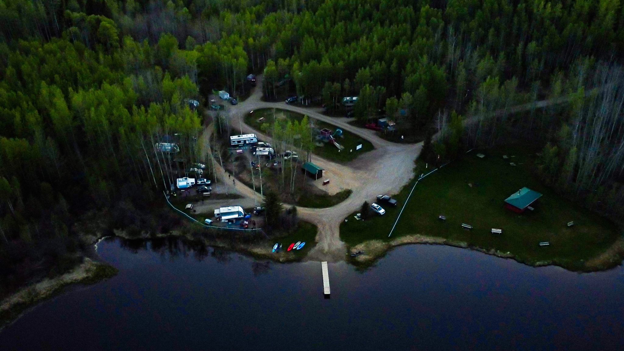 Overhead view of campground